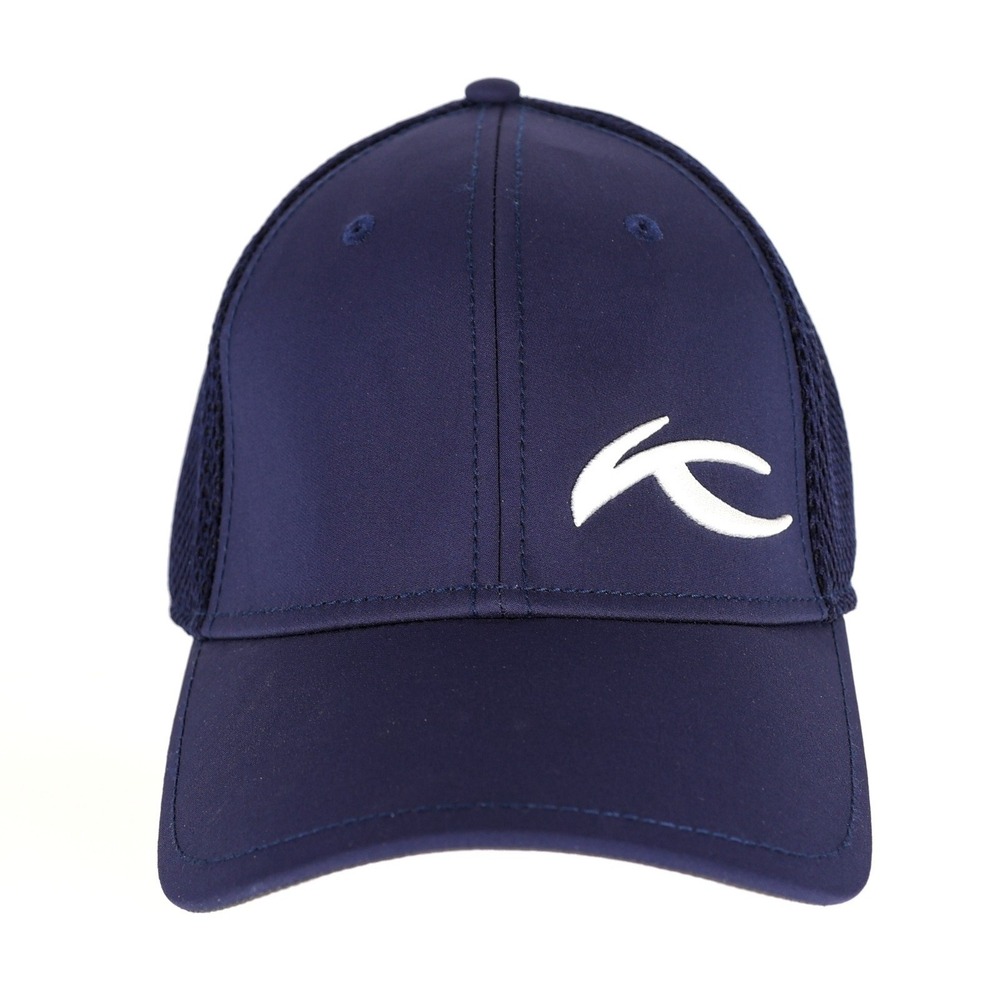 KJUS Baseball Cap Mens L/XL Blue Knit Mesh White Logo Embroidery Golf Casual